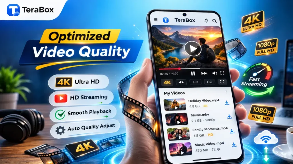 Optimized HD Video Quality feature displaying high-definition video streaming on mobile device